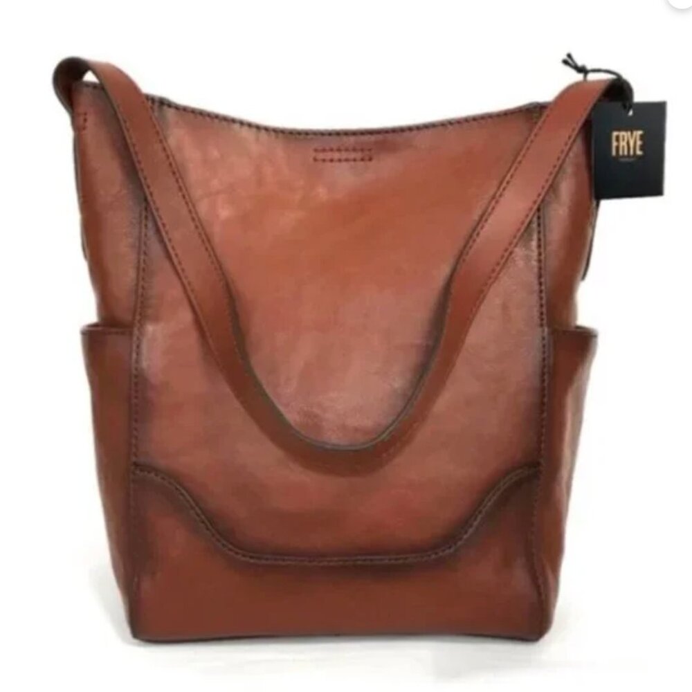 Leather Side Pocket Hobo Bag  - NWT - Cognac Brown